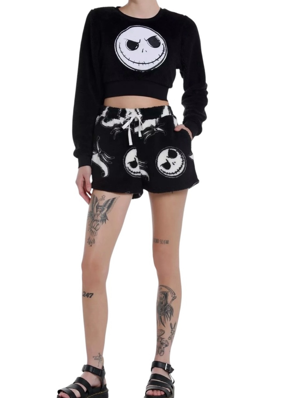 The Nightmare Before Christmas Jack Skellington Fuzzy Crop Sweatshirt Women’s L